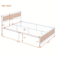 Full Size Platform Bed, Metal And Wood Bed Frame With Headboard And Footboard