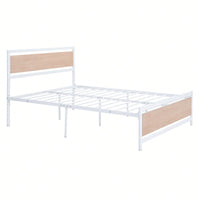 Full Size Platform Bed, Metal And Wood Bed Frame With Headboard And Footboard