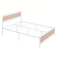 Full Size Platform Bed, Metal And Wood Bed Frame With Headboard And Footboard