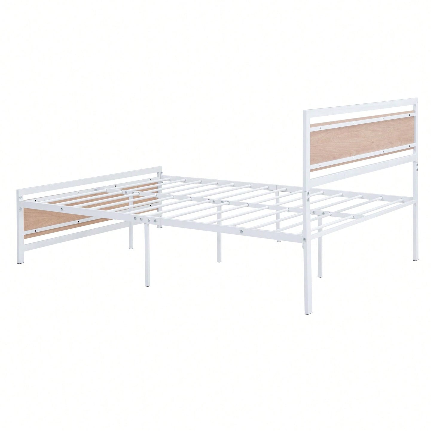 Full Size Platform Bed, Metal And Wood Bed Frame With Headboard And Footboard