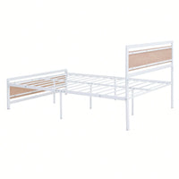 Full Size Platform Bed, Metal And Wood Bed Frame With Headboard And Footboard