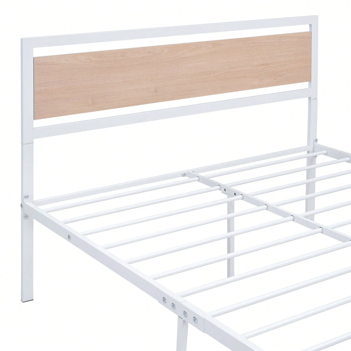 Full Size Platform Bed, Metal And Wood Bed Frame With Headboard And Footboard