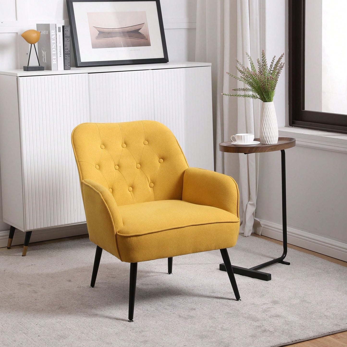 Mid Century Chair Velvet  Sherpa Armchair For Living Room Bedroom Office Easy Assemble