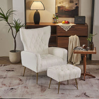 Modern Accent Chair With Ottoman, Comfy Armchair For Living Room, Bedroom, Apartment, Office