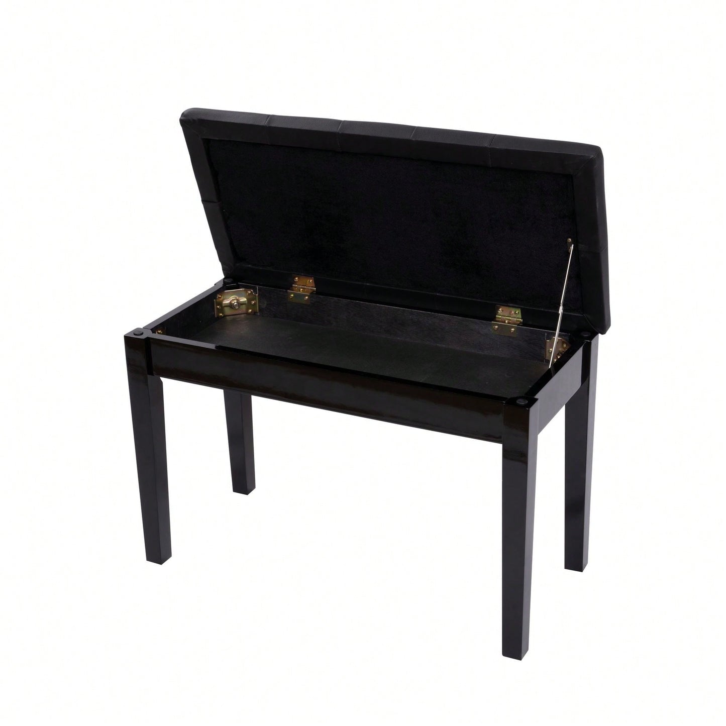 Piano Bench With Padded Cushion And Music Book Storage Compartment, Duet Wooden Seat,Load 440lb