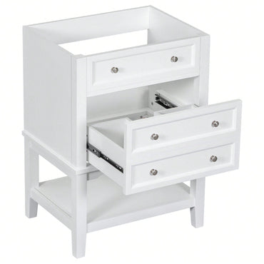 24" Bathroom Vanity Without Sink, Solid Wood Frame, Bathroom Storage Cabinet With Drawer And Open Shelf