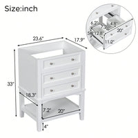 24" Bathroom Vanity Without Sink, Solid Wood Frame, Bathroom Storage Cabinet With Drawer And Open Shelf