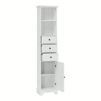 Tall Bathroom Cabinet, Freestanding Storage Cabinet With 3 Drawers And Adjustable Shelf