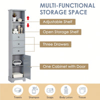 Tall Bathroom Cabinet, Freestanding Storage Cabinet With 3 Drawers And Adjustable Shelf