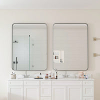 30x40 Inch Wall Mounted Black Rectangular Mirror Metal Framed Mirror For Bathroom, Living Room, Bedroom Wall Decor