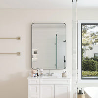 30x40 Inch Wall Mounted Black Rectangular Mirror Metal Framed Mirror For Bathroom, Living Room, Bedroom Wall Decor