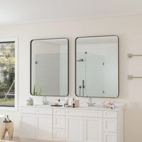 30x40 Inch Wall Mounted Black Rectangular Mirror Metal Framed Mirror For Bathroom, Living Room, Bedroom Wall Decor