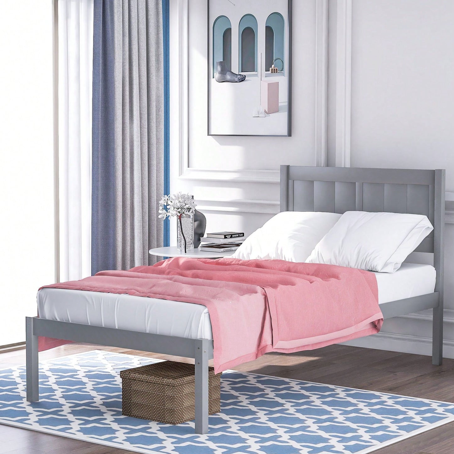 Twin Size Platform Bed With Headboard