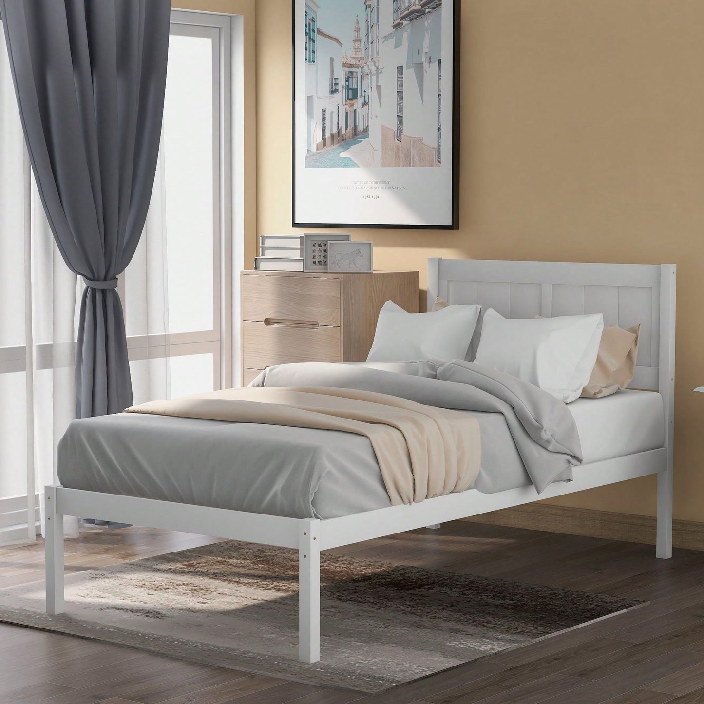 Twin Size Platform Bed With Headboard