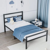 Metal Twin Size Platform Bed Frame With Headboard, Sturdy Metal Frame, No Box Spring Needed