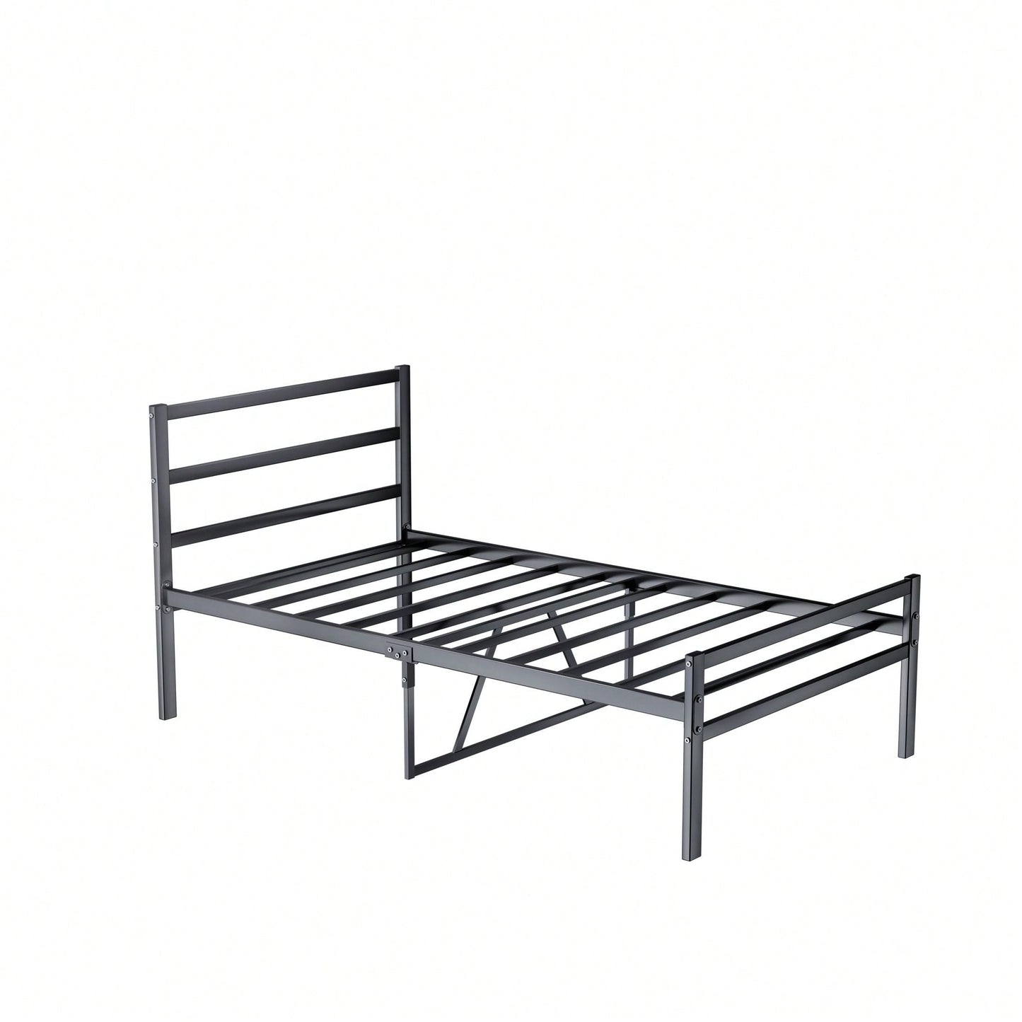 Metal Twin Size Platform Bed Frame With Headboard, Sturdy Metal Frame, No Box Spring Needed