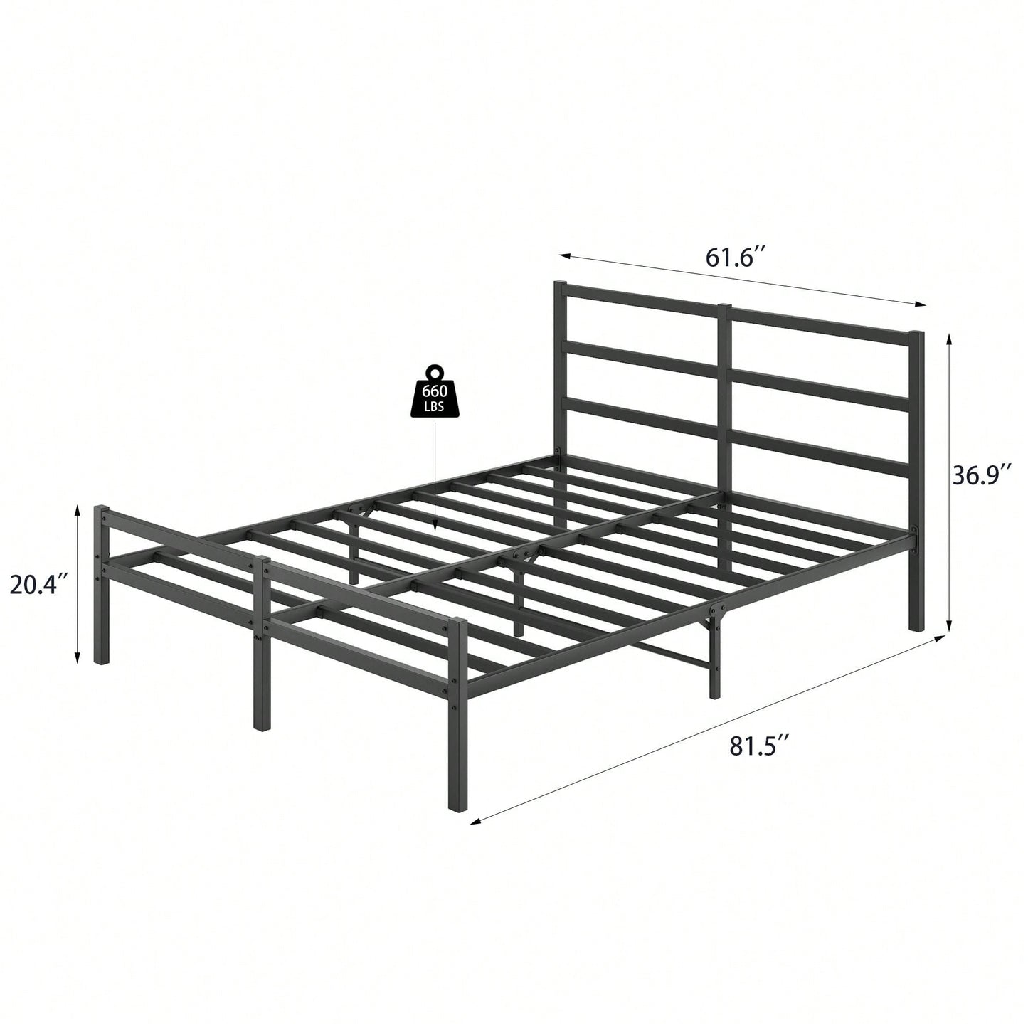 Metal Queen Size Platform Bed Frame With Headboard, Sturdy Metal Frame, No Box Spring Needed