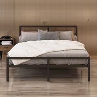 Metal Queen Size Platform Bed Frame With Headboard, Sturdy Metal Frame, No Box Spring Needed