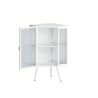 22.25" Floor Coner Cabinet With Tempered Glass Door & Storage Shelves For Bathroom, Living Room, Bedroom
