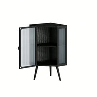 22.25" Floor Coner Cabinet With Tempered Glass Door & Storage Shelves For Bathroom, Living Room, Bedroom
