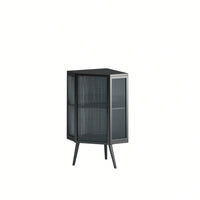 22.25" Floor Coner Cabinet With Tempered Glass Door & Storage Shelves For Bathroom, Living Room, Bedroom