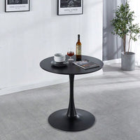 Mid-Century Black Tulip Dining Table 31.5 Inch Round MDF Top for 2-4 People Pedestal Coffee Table