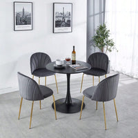 Mid-Century Black Tulip Dining Table 31.5 Inch Round MDF Top for 2-4 People Pedestal Coffee Table