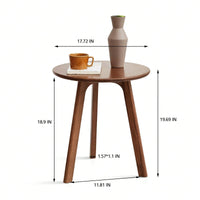 Natural Solid Oak Round End Table Small Side Coffee Nightstand for Living Room Bedroom Balcony Easy Assembly