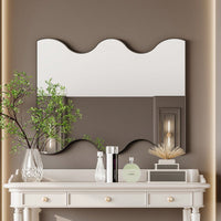 30x35 Inch Wall Mounted Rectangular Mirror Metal Framed Mirror With 2 Wavy Sides