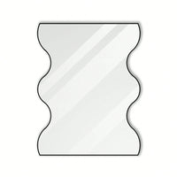 30x35 Inch Wall Mounted Rectangular Mirror Metal Framed Mirror With 2 Wavy Sides