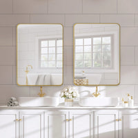 24x36 Inch Wall Mounted Rectangular Mirror Metal Framed Mirror, For Bathroom, Living Room, Bedroom Wall Decor