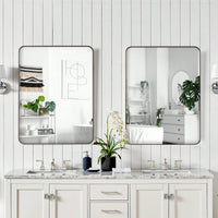 24x36 Inch Wall Mounted Rectangular Mirror Metal Framed Mirror, For Bathroom, Living Room, Bedroom Wall Decor