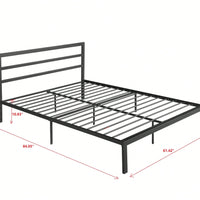 Queen Size Metal Bed Frame With Headboard, Modern Style And Comfort To Any Bedroom, Sturdy System, Easy Assembly, Under Bed Storage