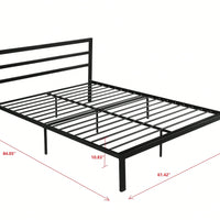 Queen Size Metal Bed Frame With Headboard, Modern Style And Comfort To Any Bedroom, Sturdy System, Easy Assembly, Under Bed Storage