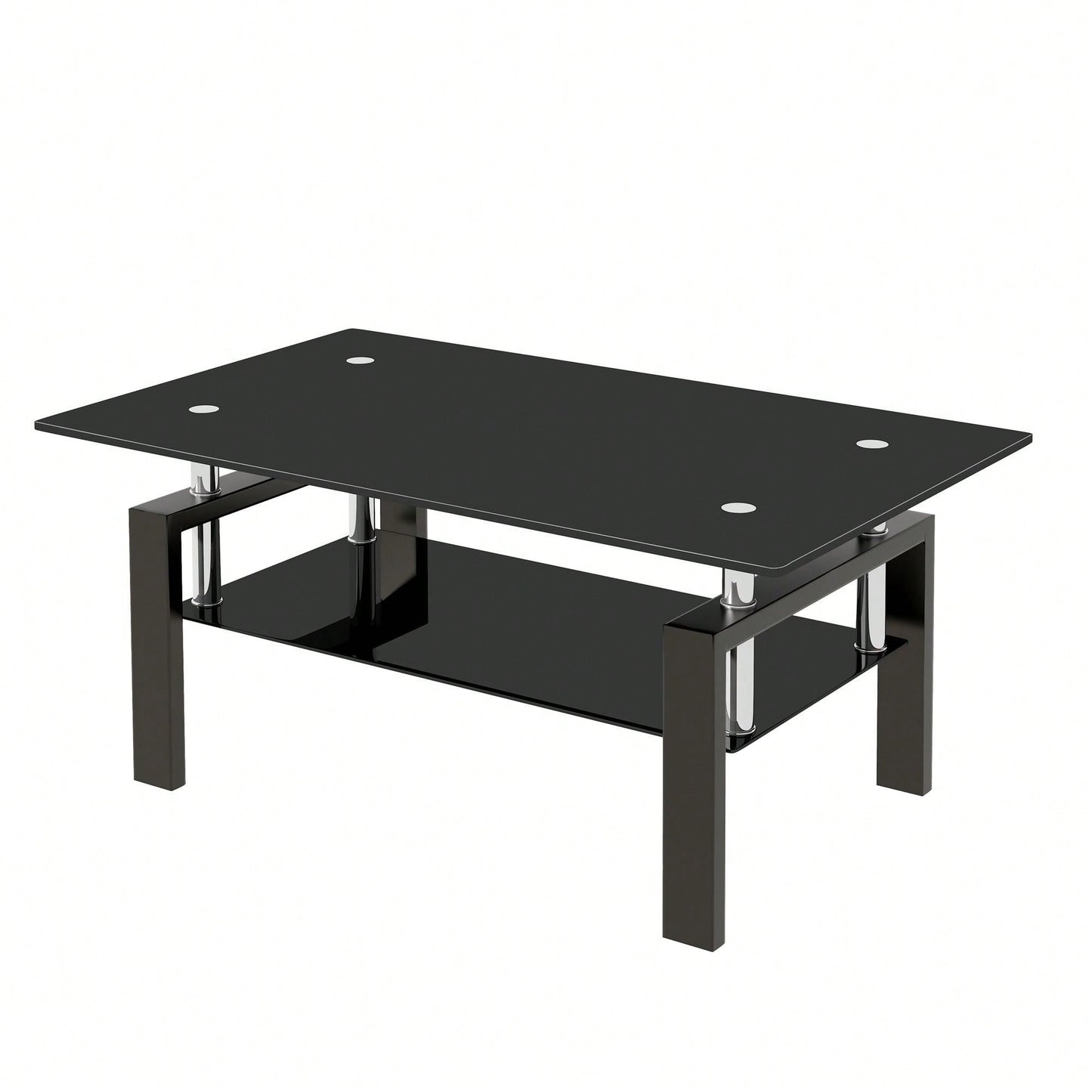 2 Layer Storage Tea Table, Tempered Glass Coffee Table