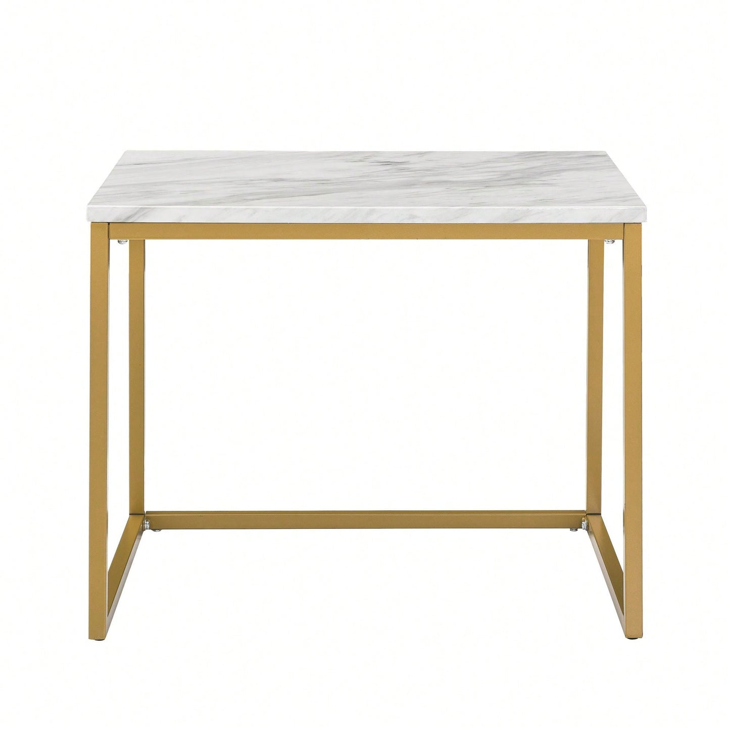 Modern White Faux Marble Coffee Table With 2 End Tables For Living Room And Office