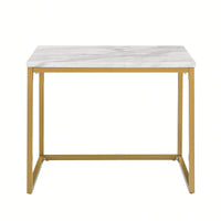 Modern White Faux Marble Coffee Table With 2 End Tables For Living Room And Office