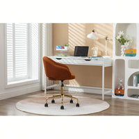 Adjustable Height Mesh Fabric Swivel Chair with Gold Base Soft Foam Seat 360° Rolling Wheels for Home Office and Bedroom
