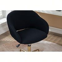 Adjustable Height Mesh Fabric Swivel Chair with Gold Base Soft Foam Seat 360° Rolling Wheels for Home Office and Bedroom