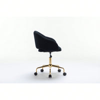 Adjustable Height Mesh Fabric Swivel Chair with Gold Base Soft Foam Seat 360° Rolling Wheels for Home Office and Bedroom