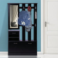 Three In One Combination Gate Cabinet With Shoe Cabinet+Hang Shelf+ Mirror,Black - Strong Structure, Large Storage Space