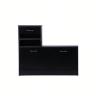 Three In One Combination Gate Cabinet With Shoe Cabinet+Hang Shelf+ Mirror,Black - Strong Structure, Large Storage Space