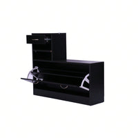 Three In One Combination Gate Cabinet With Shoe Cabinet+Hang Shelf+ Mirror,Black - Strong Structure, Large Storage Space