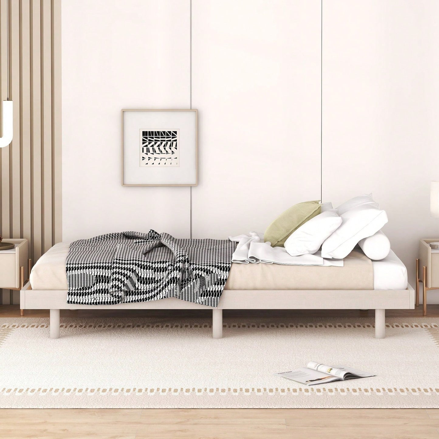 Modern Twin Floating Platform Bed Frame Easy Assembly No Box Spring Needed 77.6L x 40.9W x 10.4H Mattress Not Included