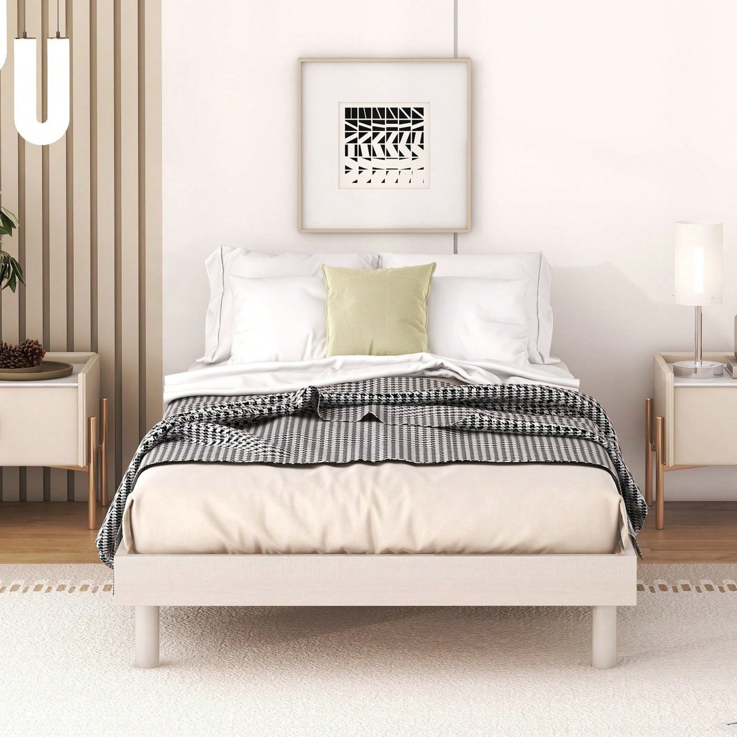 Modern Twin Floating Platform Bed Frame Easy Assembly No Box Spring Needed 77.6L x 40.9W x 10.4H Mattress Not Included