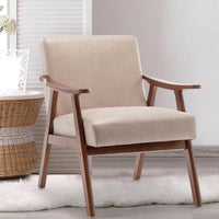 Mid-Century Modern Wingback Chair with Solid Wood Frame and Plush Cushions for Bedroom and Lounge - 300 Lbs Capacity