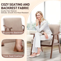 Mid-Century Modern Wingback Chair with Solid Wood Frame and Plush Cushions for Bedroom and Lounge - 300 Lbs Capacity