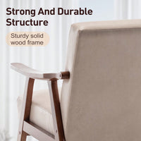 Mid-Century Modern Wingback Chair with Solid Wood Frame and Plush Cushions for Bedroom and Lounge - 300 Lbs Capacity