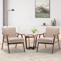 Mid-Century Modern Wingback Chair with Solid Wood Frame and Plush Cushions for Bedroom and Lounge - 300 Lbs Capacity