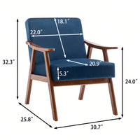 Mid-Century Modern Wingback Chair with Solid Wood Frame and Plush Cushions for Bedroom and Lounge - 300 Lbs Capacity